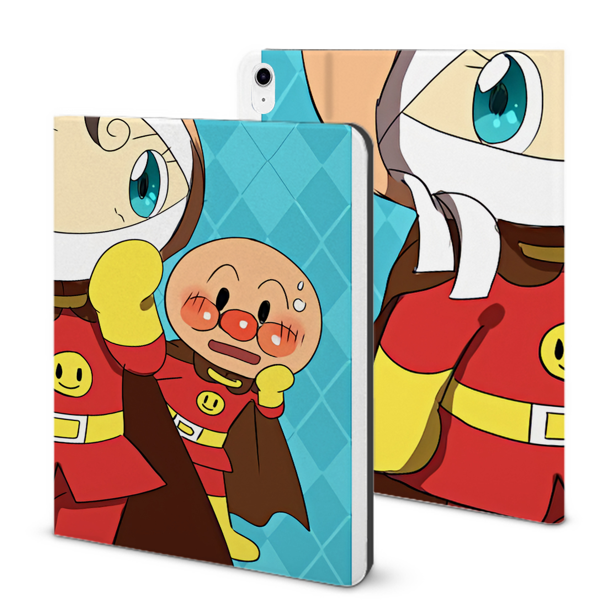 （画像用） アンパンマン Anpanman IPad ケース ブック型 PUレザー TPU 耐衝撃 軽量 薄型 ペン収納なし 全面保護 IPad 各モデル対応